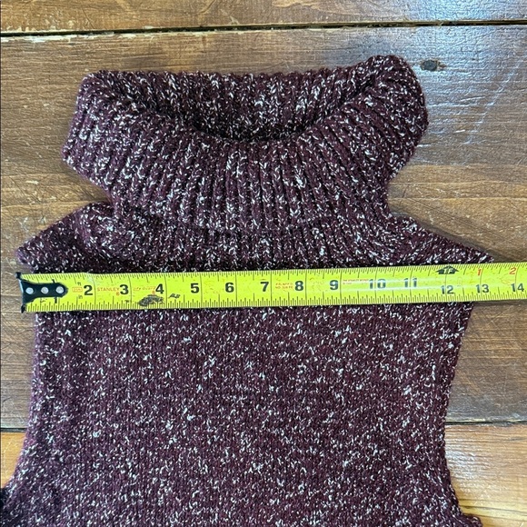 Anthropologie Maroon Knit Sleeveless Turtleneck Maxi Sweater Dress Size Medium - Picture 3 of 10